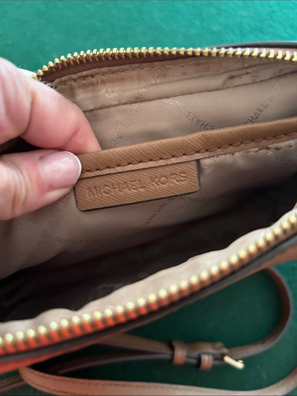 Michael Kors Jet Set Logo EW Crossbody Brown Chain Acorn